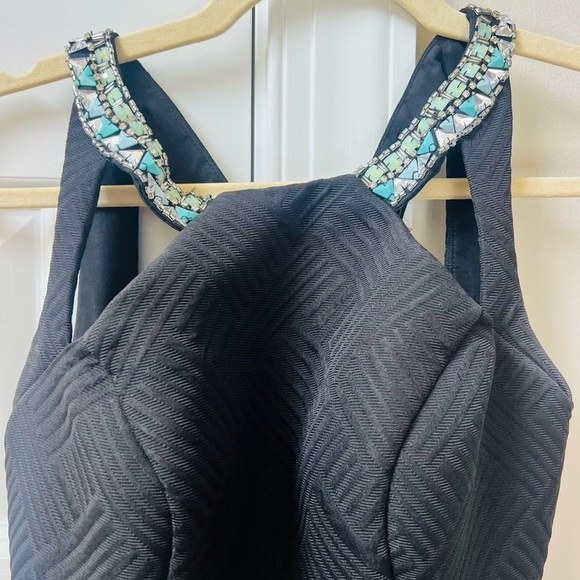 Rachel Allan Black Maxi Dress with Multicolor Waist - Picture 4 of 15